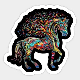 Horse Artwork Tree Colourful Animal Horse Sticker